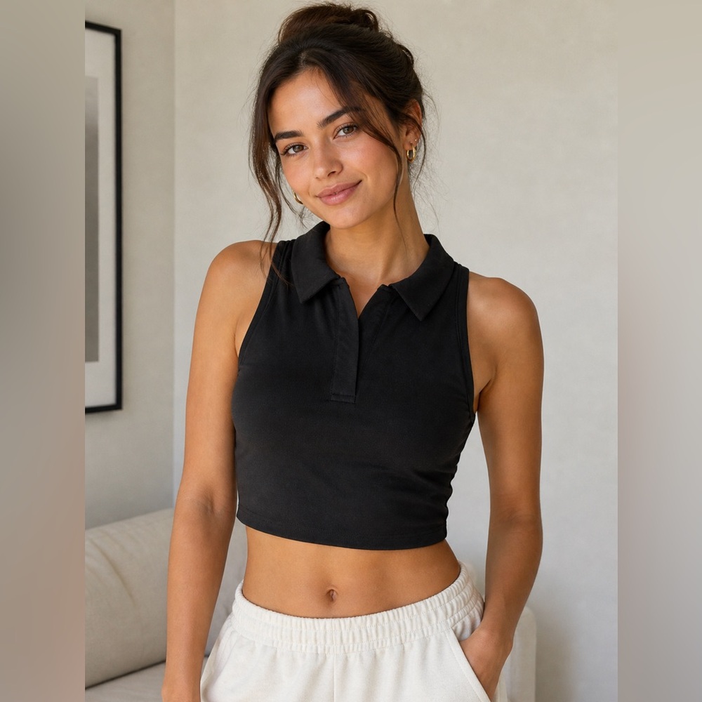 Athleta Aurora Seamless Crop Polo Tank